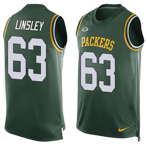  Packers #63 Corey Linsley Green Team Color Men's Stitched NFL Limited Tank Top Jersey